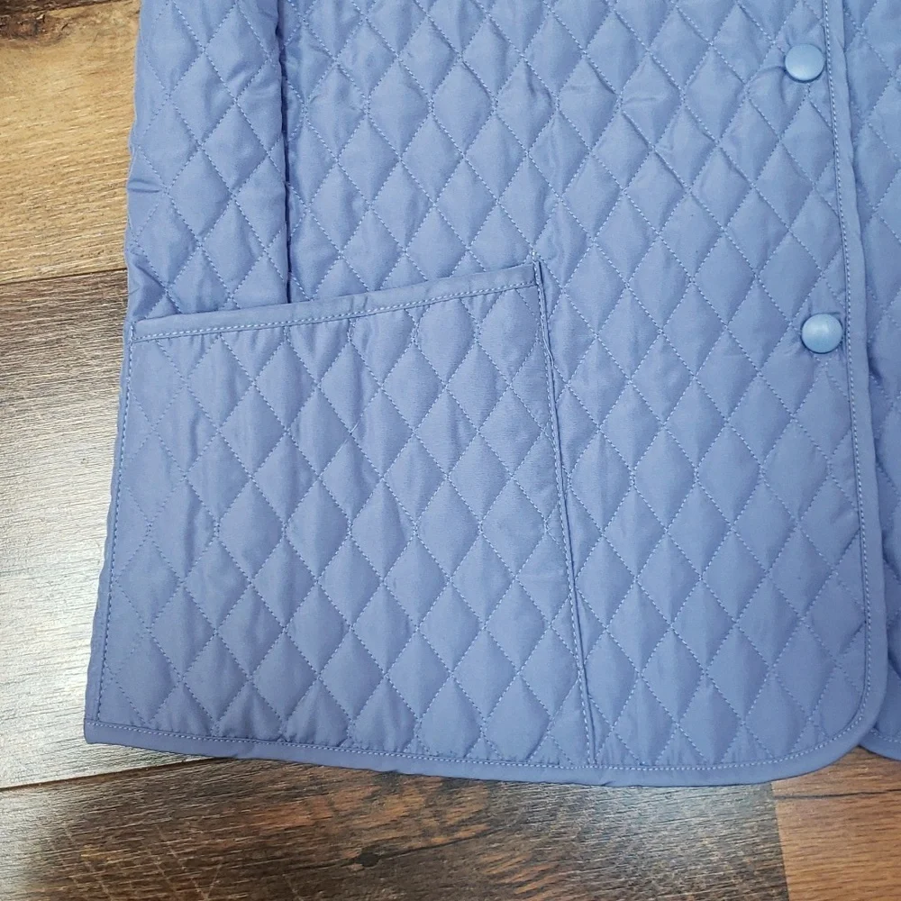 Charter Club Blue Lightweight Quilted Collared Jacket, Size Large